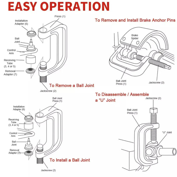 4 in 1 Ball Joint Service Auto Tool Kit 2WD & 4WD Car Repair ball socket
