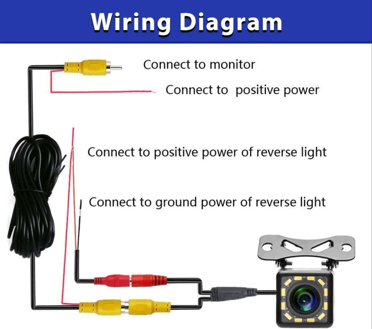 Camera Reverse 12 LED Car Backup Wide View Angle - FairTools Camera Reverse 12 LED Car Backup Wide View Angle