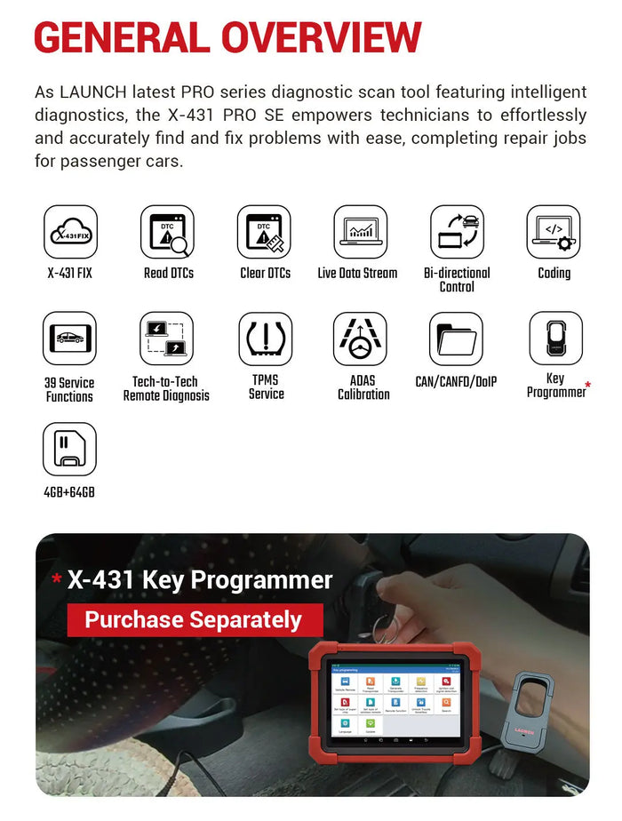 Launch X431 PRO SE 8" Professional Diagnostic Scan Tool Launch