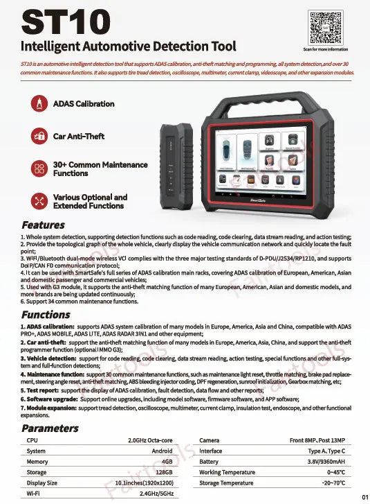 SmartSafe iSmartLink ST10 ADAS Automotive Scan Tool FairTools