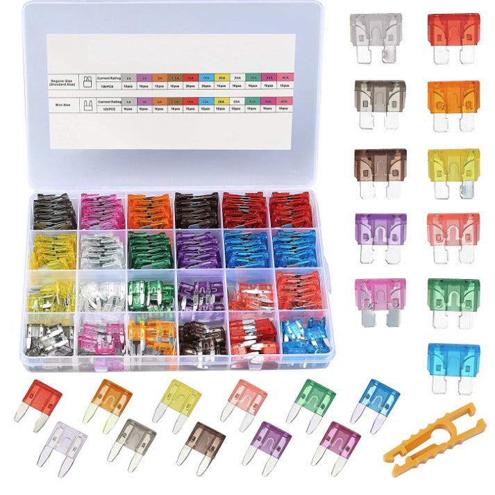 250Pcs Car Fuses Assortment Kit, Blade Fuses Standard & Mini Size FairTools