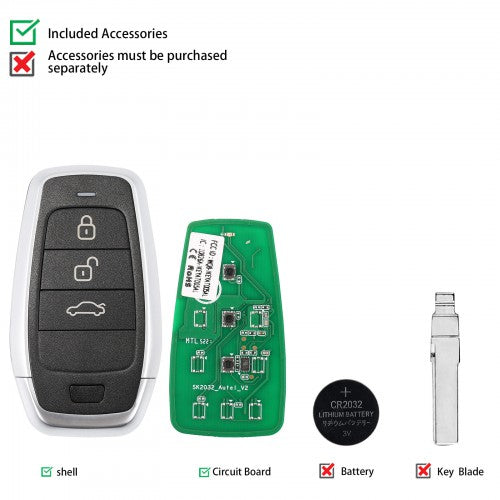 AUTEL IKEYAT003BL 3 Buttons Independent Universal Smart Key 5Pcs/set FairTools