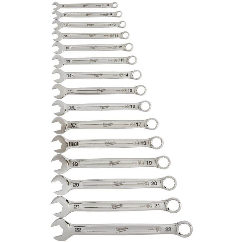 Milwaukee 15 Piece Max Bite Metric Ratcheting Combination Spanner Set FairTools