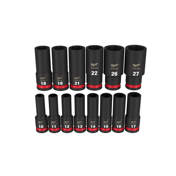 Milwaukee Shockwave 1/2" Drive 14pc Metric Deep 6 Point Impact Socket Set Milwaukee