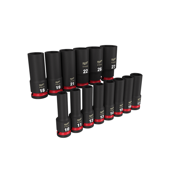Milwaukee Shockwave 1/2" Drive 14pc Metric Deep 6 Point Impact Socket Set Milwaukee