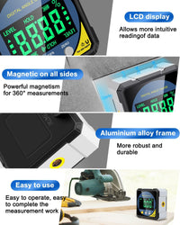 Digital Angle Finder with Electronic Laser, Protractor Inclinometer Level Ruler USB Rechargeable FairTools