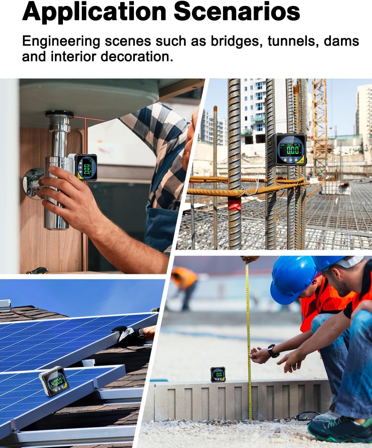 Digital Angle Finder with Electronic Laser, Protractor Inclinometer Level Ruler USB Rechargeable FairTools