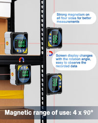 Digital Angle Finder with Electronic Laser, Protractor Inclinometer Level Ruler USB Rechargeable FairTools