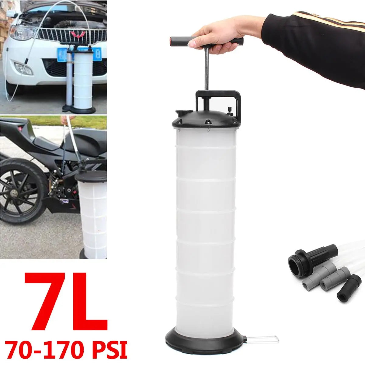 7L Manual Vacuum Oil Fluid Extractor Pump Car Truck Boat Pump Oil Changer FairTools