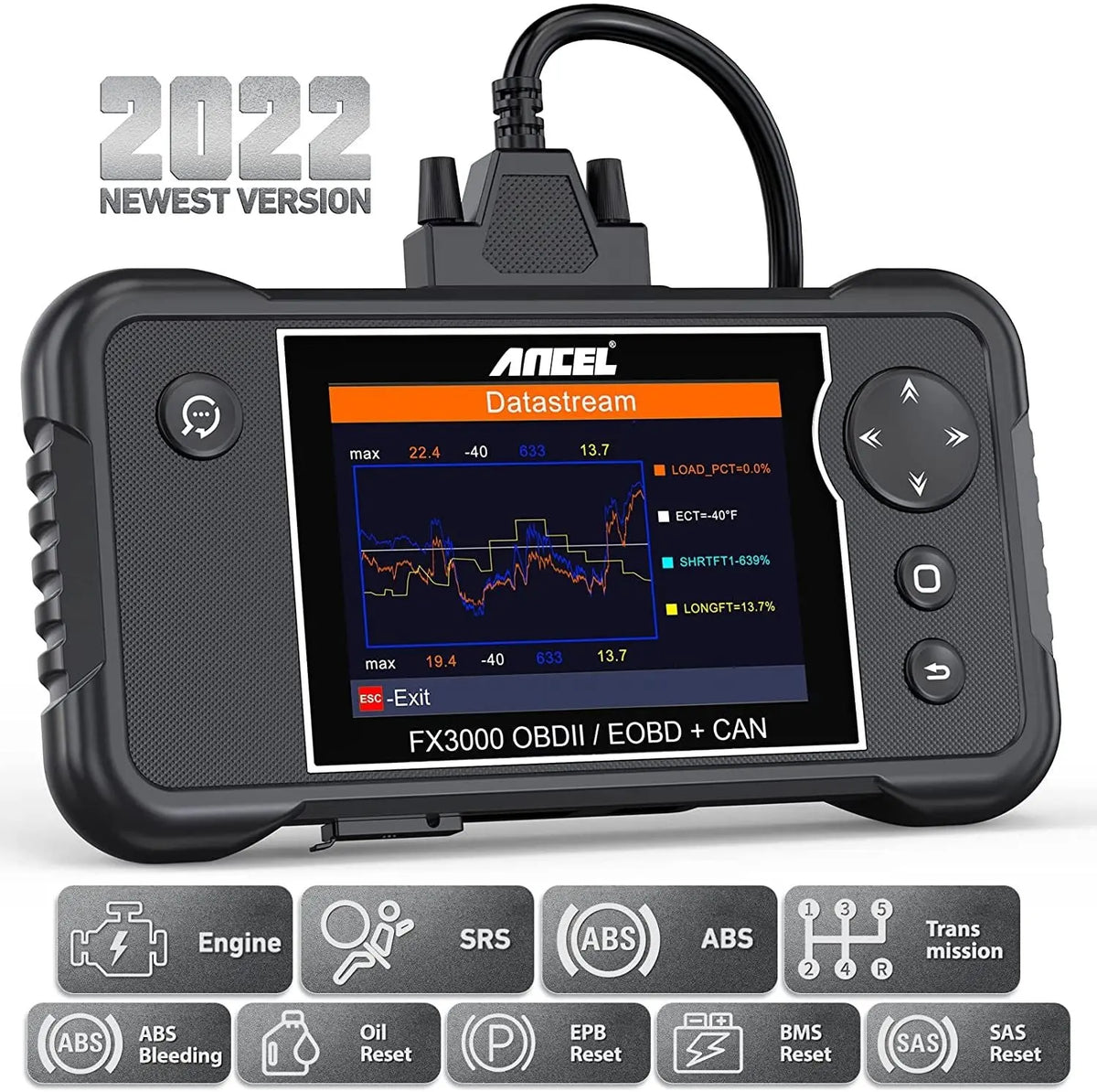 Ancel FX3000 OBD2 Automotive Car Scanner ABS Engine Transmission Airbag Ancel