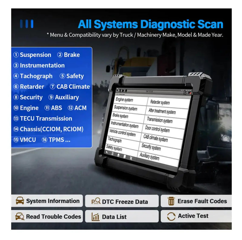 Ancel X7 HD Heavy Duty Truck Diagnostic Scanner Full System 12V 24V - FairTools