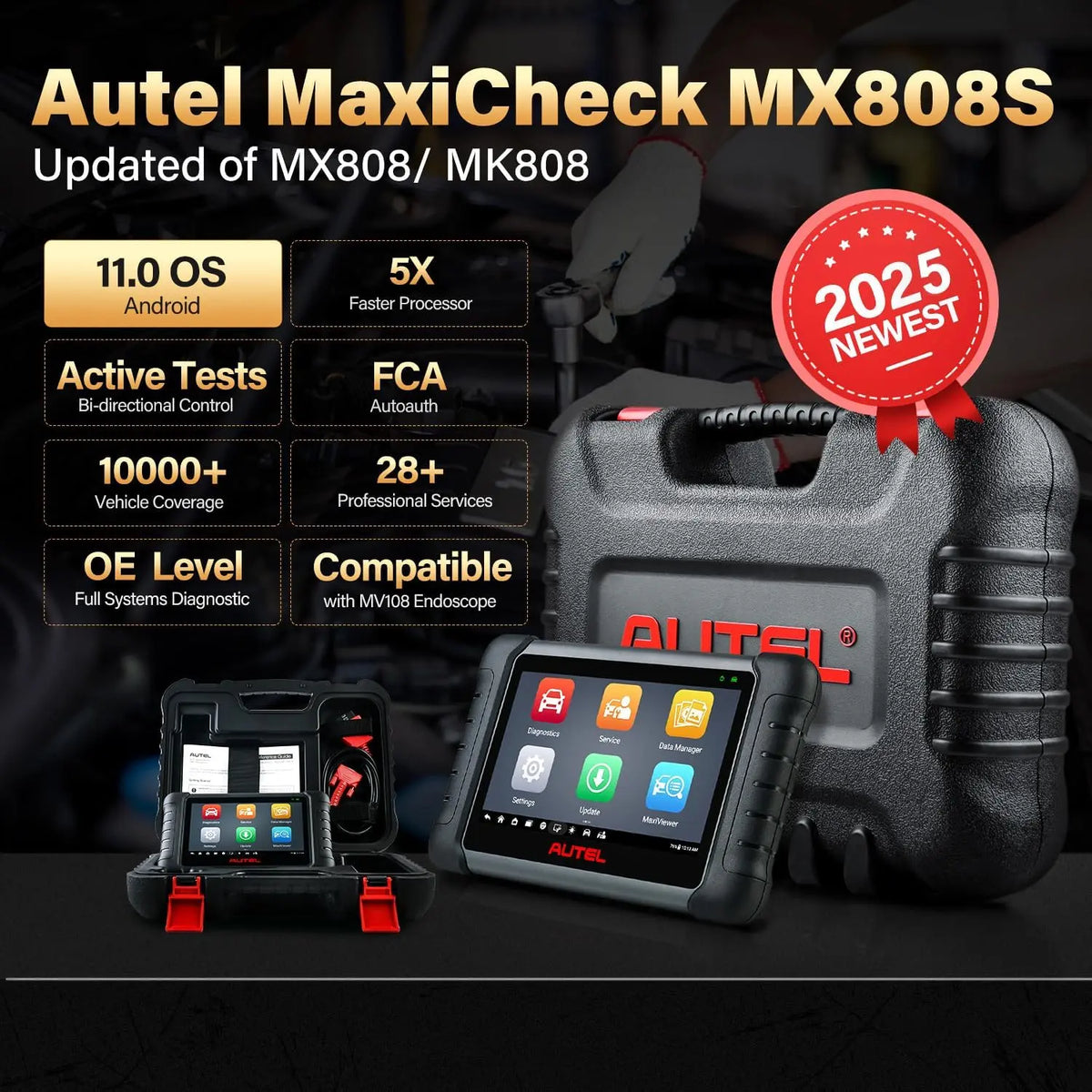 Autel MaxiCheck MX808S OBD2 Scanner Bidirectional Diagnostic Scan Tool, MaxiCOM MK808S MP808S, Upgraded of MX808 MK808 Autel