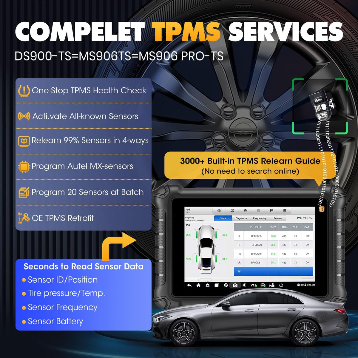 Autel MaxiDAS DS900-TS Advanced Scan Tool Full TPMS DoIP & CAN FD Scanner Autel