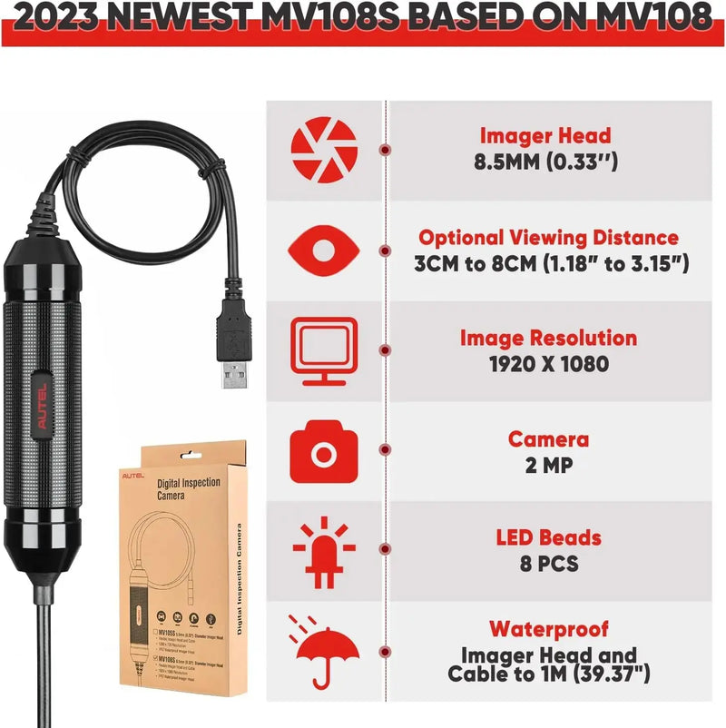 Autel MaxiVideo MV108S Borescope Inspection Camera 2023 Endoscope - FairTools