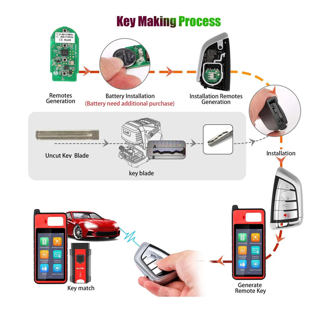 Autel IKEY AT007AL 7-Button Key, Universal Car Key Work with Autel KM100 IM508S Autel