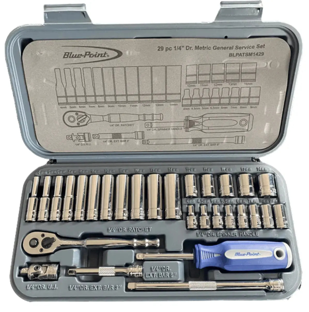 Blue Point 29 Piece 1/4 Drive Socket Set BLPATSM1429 - FairTools Blue Point 29 Piece 1/4 Drive Socket Set BLPATSM1429