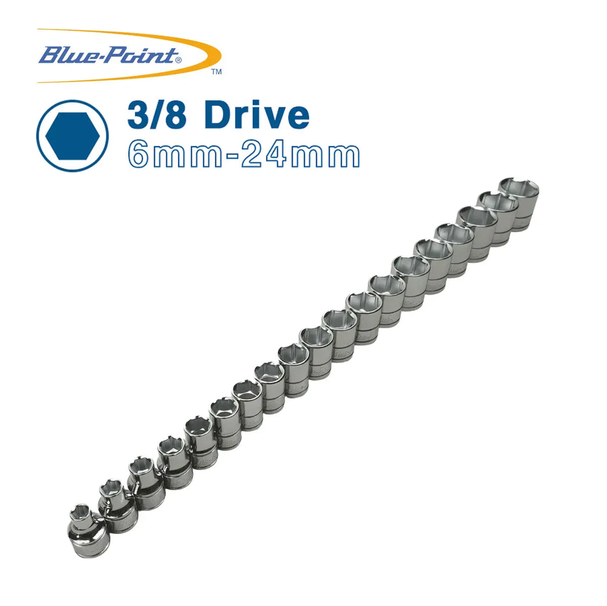 Blue Point 3/8 Short Sockets Metric 6mm -24mm BluePoint