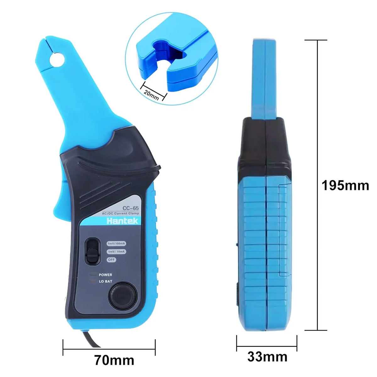 Hantek CC-65 AC/DC Multimeter Current Clamp Meter with BNC Connector Up to 20 kHz 20mA to 65A DC Hantek