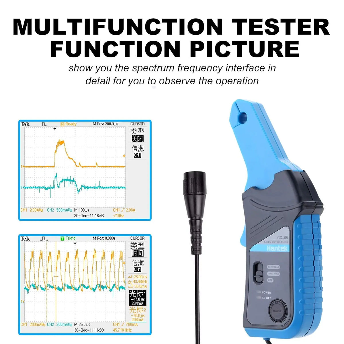 Hantek CC-65 AC/DC Multimeter Current Clamp Meter with BNC Connector Up to 20 kHz 20mA to 65A DC Hantek