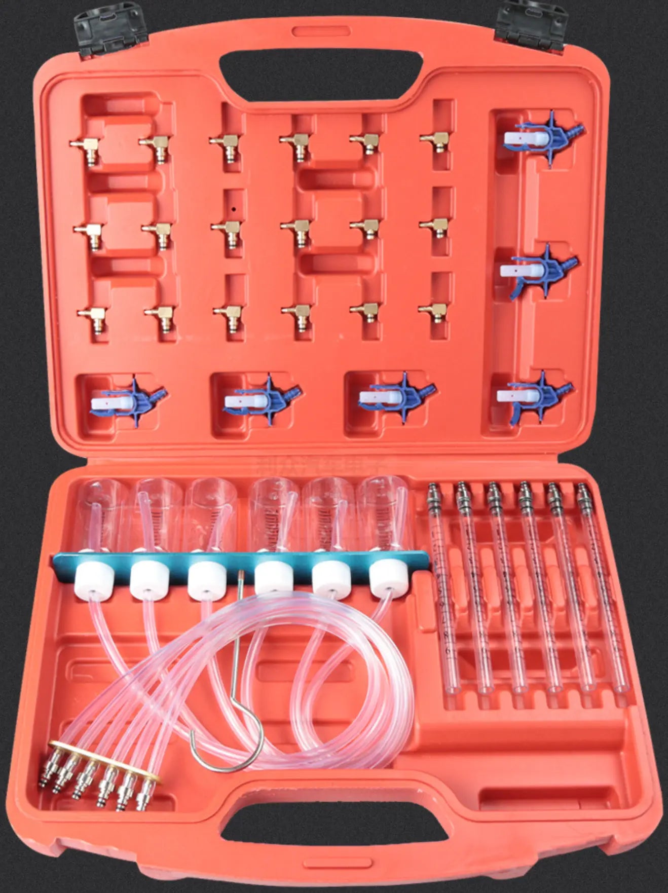 thumbnail interactive-video image 1 of 6 Cylinder Diesel Injector Flow Test Kit - Common Rail Diagnostic Tool With 24 Adaptors 1 of 14