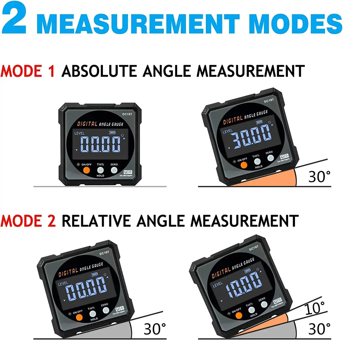 Digital Angle Finder with Electronic Laser, Protractor Inclinometer Level Ruler USB Rechargeable - FairTools