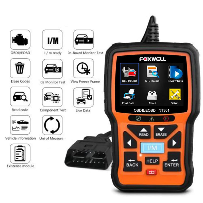 Foxwell NT301 OBD2 DTC Scanner Live Data Car Diagnosis Scan Tool Foxwell