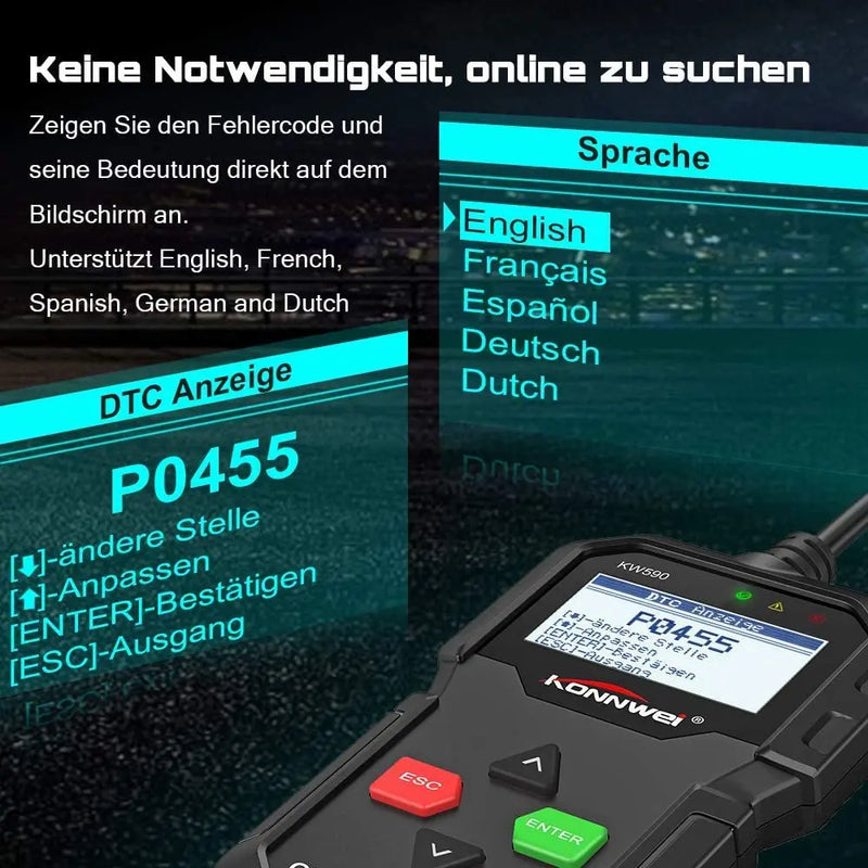 KONNWEI OBD II Code Reader KW590 OBD2 Diagnostic Scanner KONNWEI