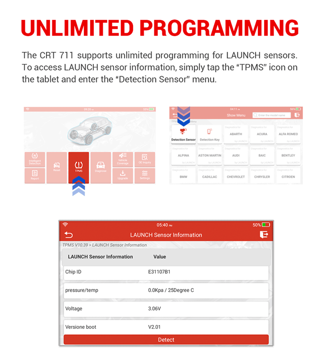 Launch CRT711 TPMS Relearn Programming Scanner FairTools
