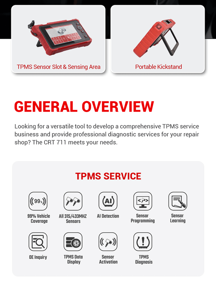 Launch CRT711 TPMS Relearn Programming Scanner FairTools