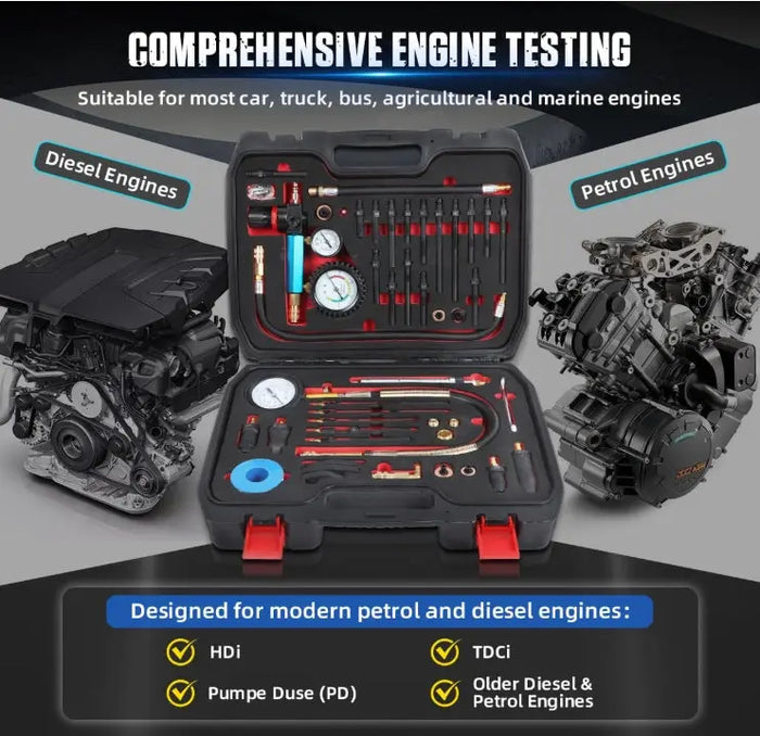 Petrol & Diesel Compression & Cylinder Leakage Tester FairTools