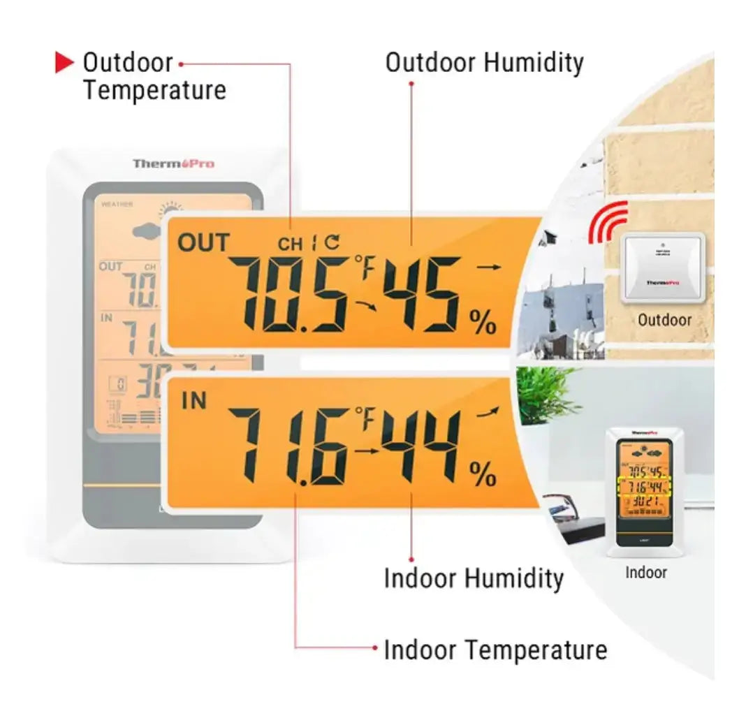 ThermoPro TP67B Weather Station Wireless Indoor Outdoor Thermometer Hygrometer - FairTools