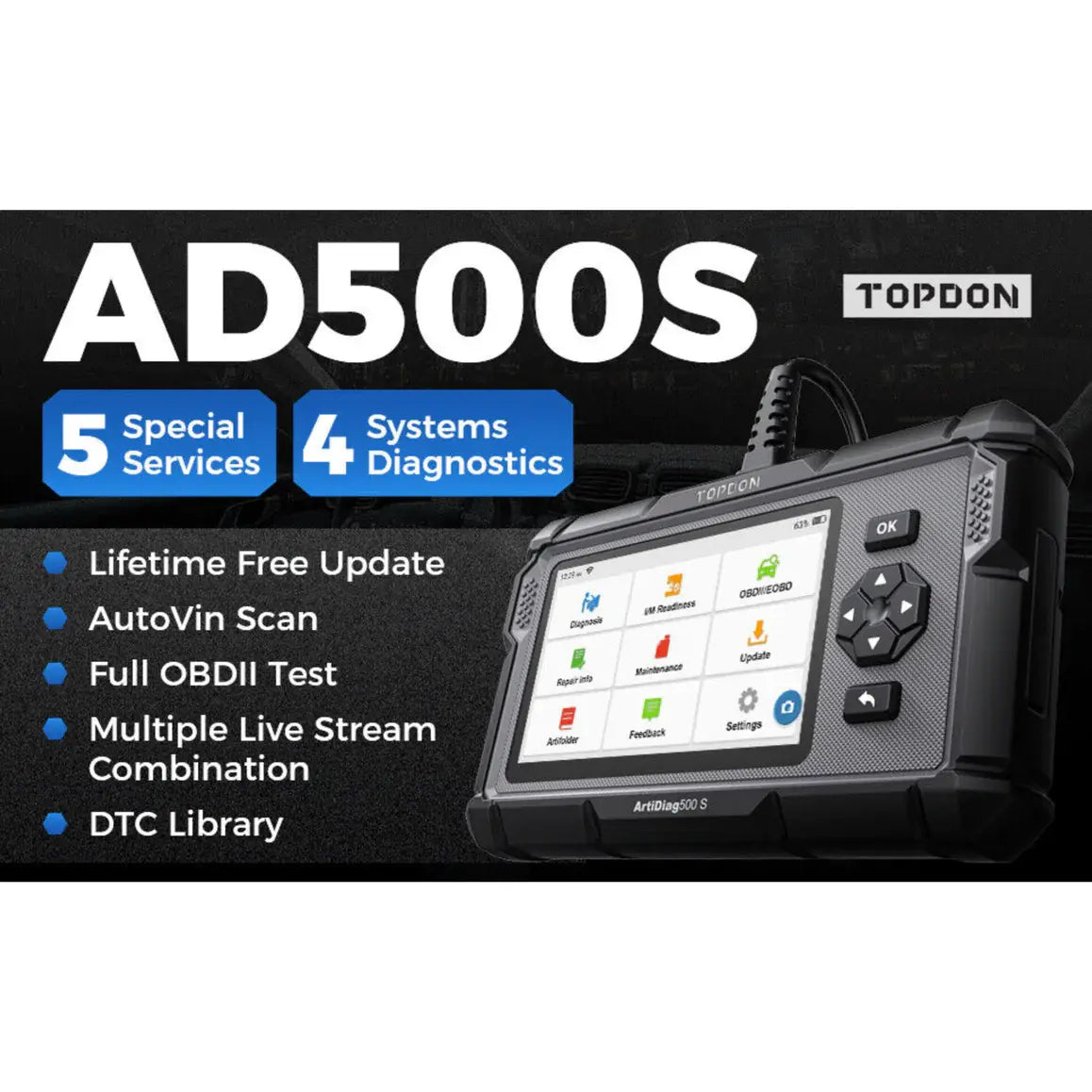 Topdon Artidiag 500s Car Code Tool Diagnostic Scan Tool Topdon