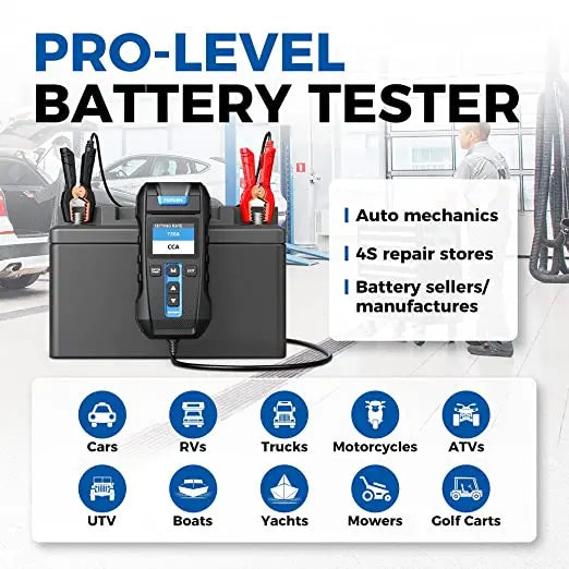 Topdon BT300P Car Battery Tester 12V 24V with Built-in Printer Spark Free Metal Clamps Topdon