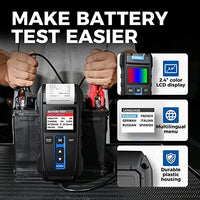 Topdon BT300P Car Battery Tester 12V 24V with Built-in Printer Spark Free Metal Clamps Topdon