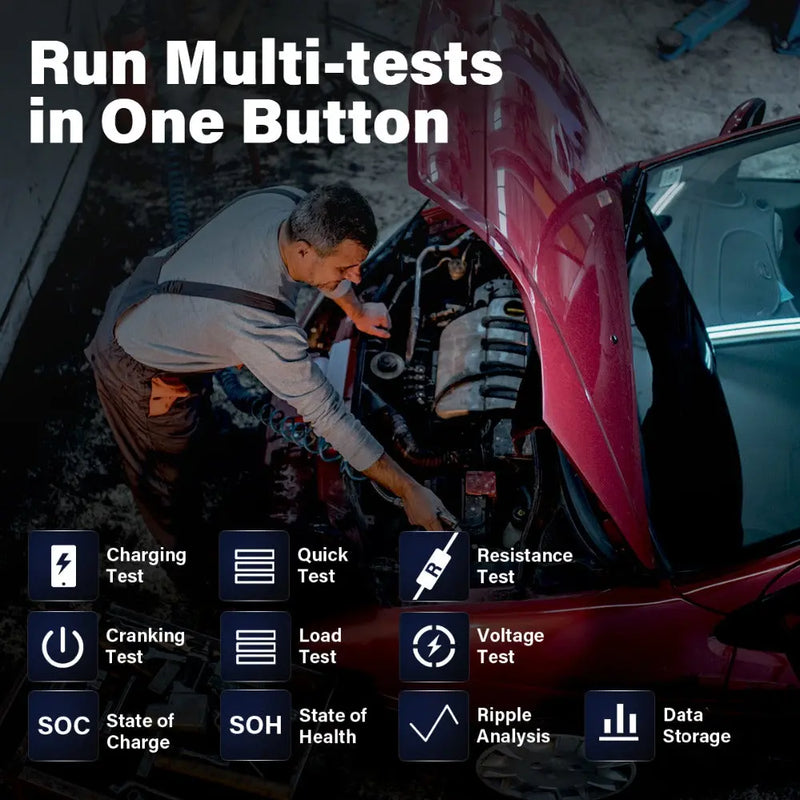 Topdon BT500P Battery Tester Battery Load Test Charging Test Cranking Test for 12V/24V Topdon