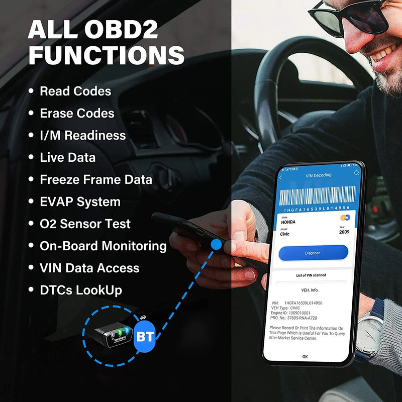 Topdon SmartDiag Mini Car Code Reader Bluetooth Diagnostic Scan Tool OBD2 Scanner Topdon