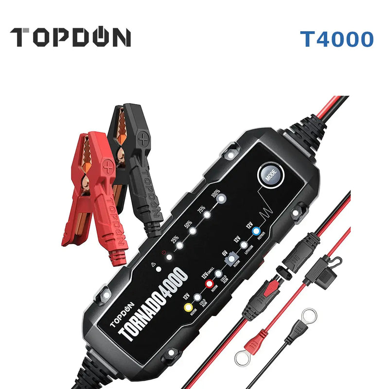 Topdon T4000 6v - 12v Intelligent Battery Charger & Maintainer Topdon