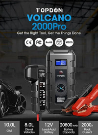 Topdon Volcano V2000 Pro Jump Starter + Battery Tester + Power Bank Topdon