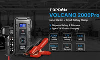 Topdon Volcano V2000 Pro Jump Starter + Battery Tester + Power Bank Topdon