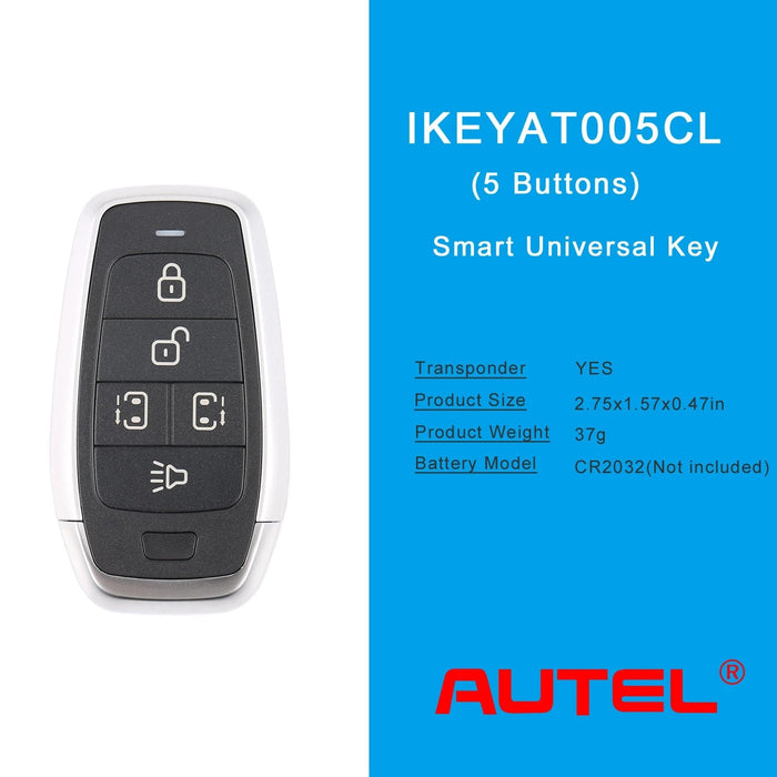 AUTEL IKEYAT005CL 5 Buttons Universal Smart Key with Left & Right Doors Buttons 5 Pcs/Set Autel