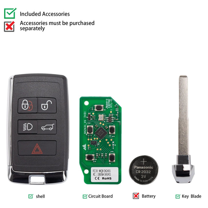 Autel IKEYLR005AL Land Rover Style Smart Key 315/433 MHz 5 Buttons 5Pcs/Set Autel