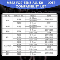 XTOOL M822 Key Programmer Fit For Toyota/Mercedes All Lost For D8W X100PADS Xtool