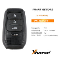 Xhorse XSTO01EN Smart Remote Key Toyota XM38 4D 8A 4A All in One 4 Buttons Key